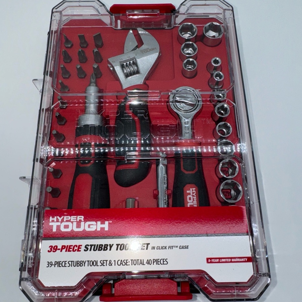 Hyper Tough 39-Piece Red and Black Stubby Tool Set